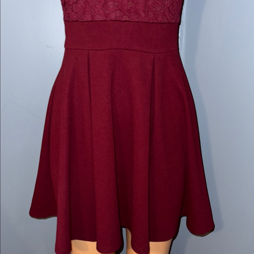 Windsor Burgundy Lace Mini Dress - Picture 3 of 6